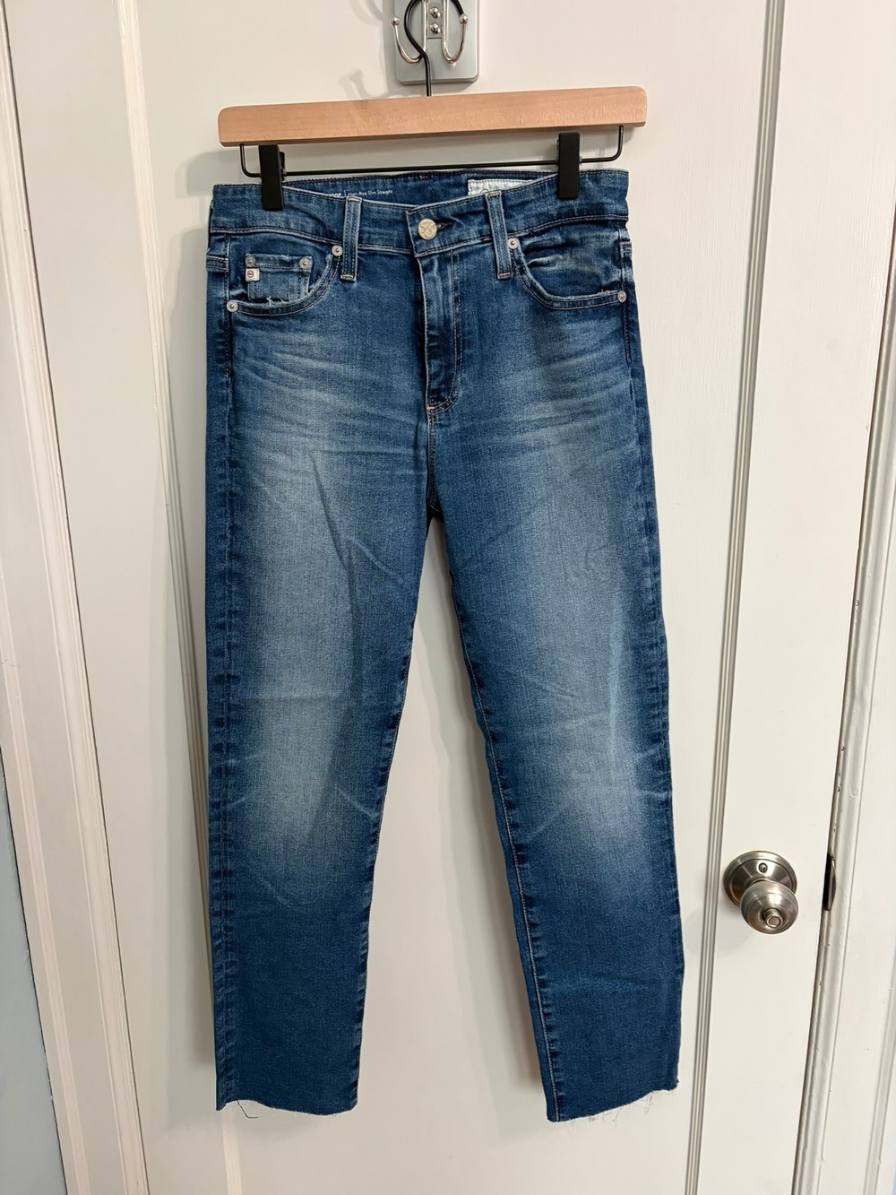 AG Adriano Goldschmied Mari Crop Jeans Women 27 High Rise Slim Straight Raw Hem